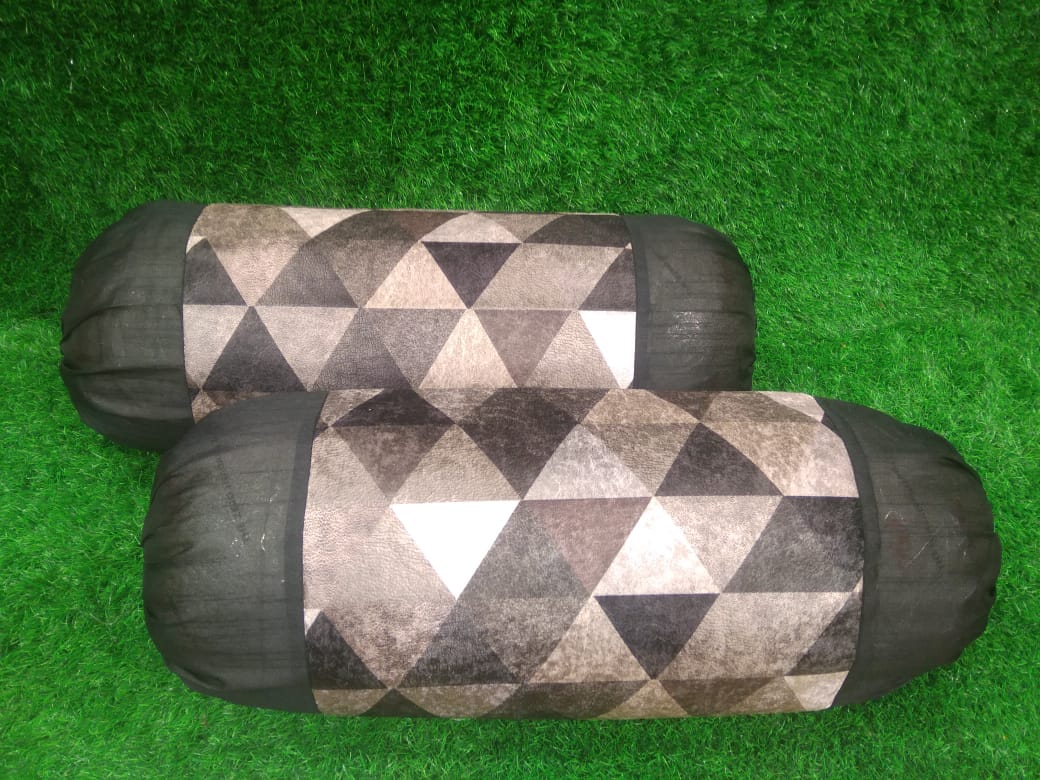 Velvet Abstract Printed Pair of Bolster Covers by HOMIEKART