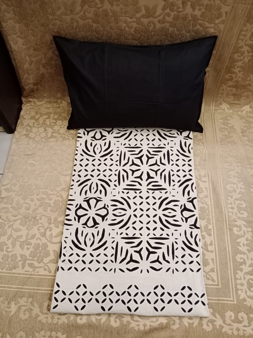 100% Cotton  Applic Work Double Bedsheet With 2 Pillow Cover  By Homiekart