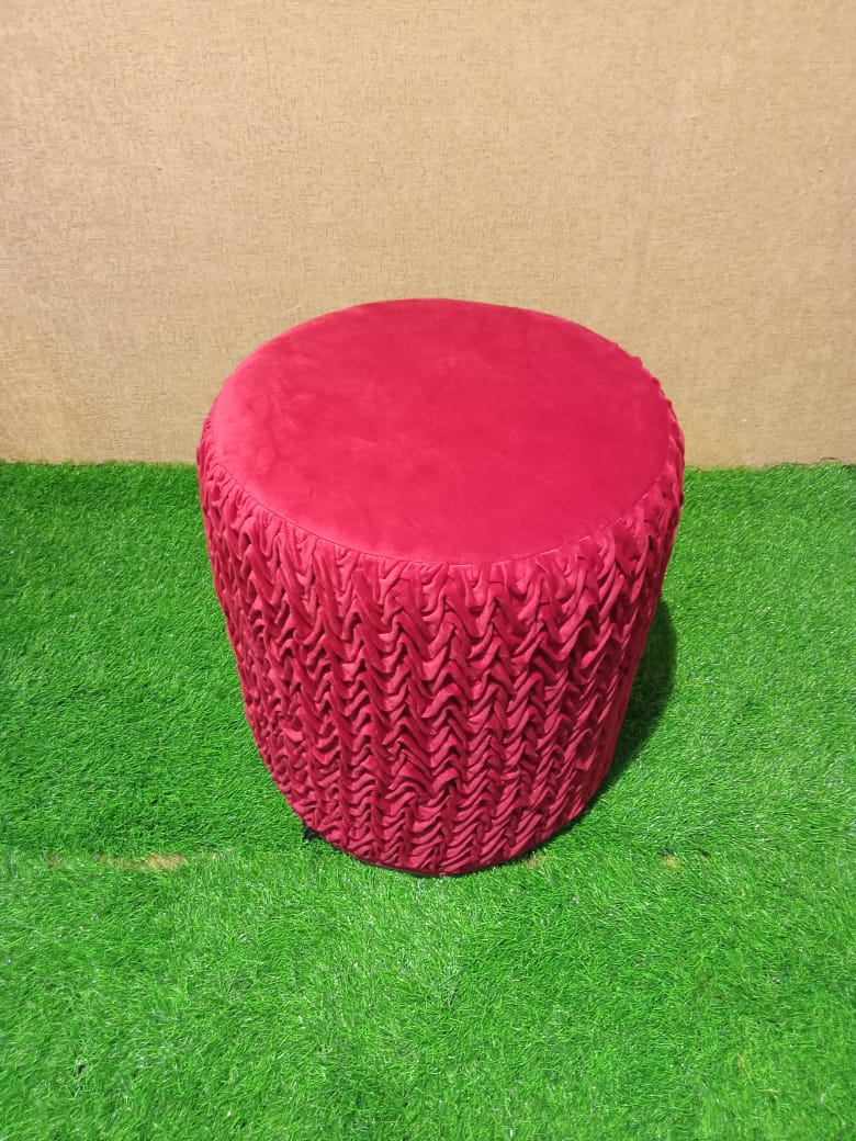 Velvet Allover Frilled Trendy Pouffes by HOMIEKART