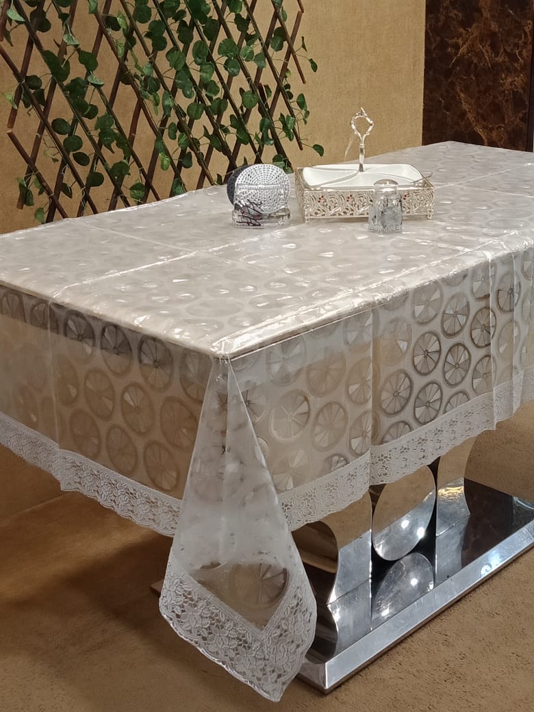 Border Look Transparent Vinyl Table Cover by Homiekart