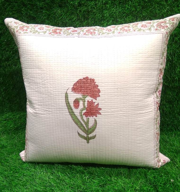 Cotton Printed Quilted Cushion Cover Set by HOMIEKART.