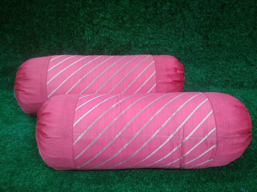 Silk Woven Pair of Bolster Covers by Homiekart