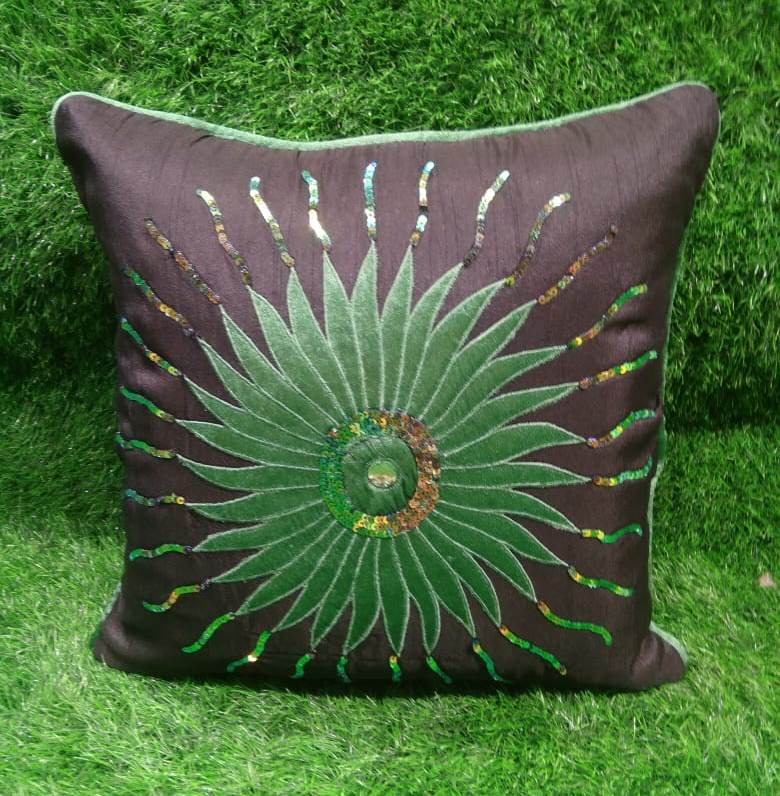 Silk Embroidered Cushion Cover Set by HOMIEKART.