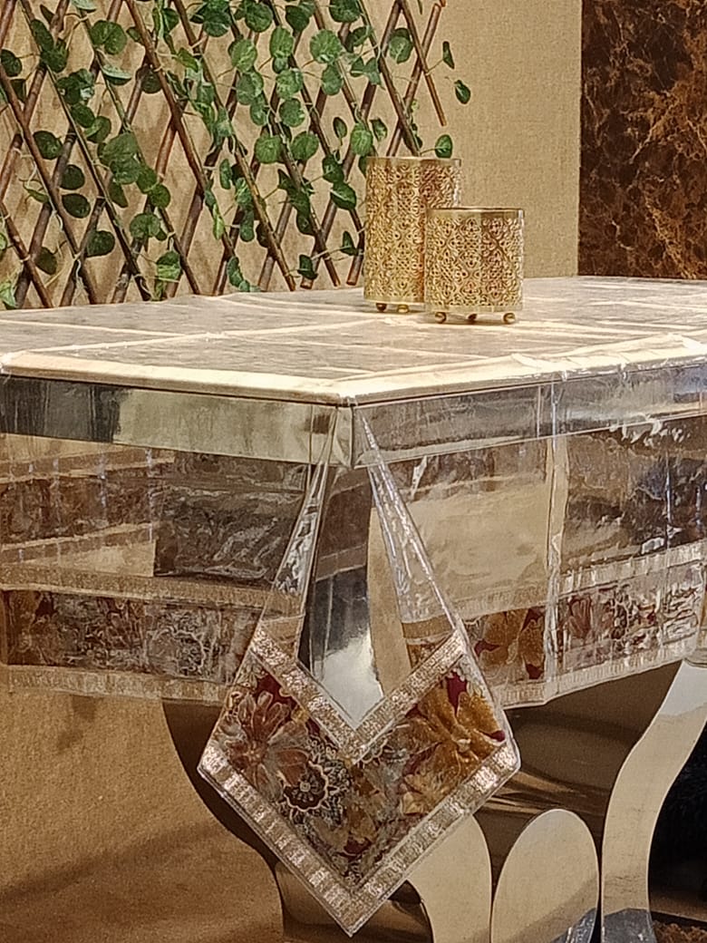 Border Look Transparent Vinyl Table Cover by Homiekart