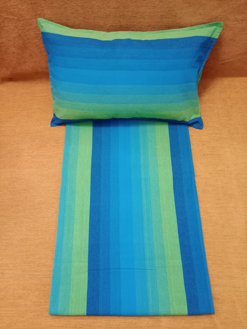 Handloom Cotton Multi Striped Woven Double Bedcover BY HOMIEKART