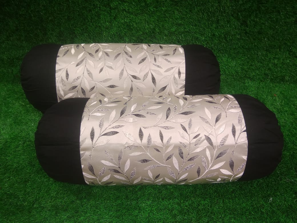 Jacquard Silk Woven Pattern Pair of Bolster Covers by Homiekart