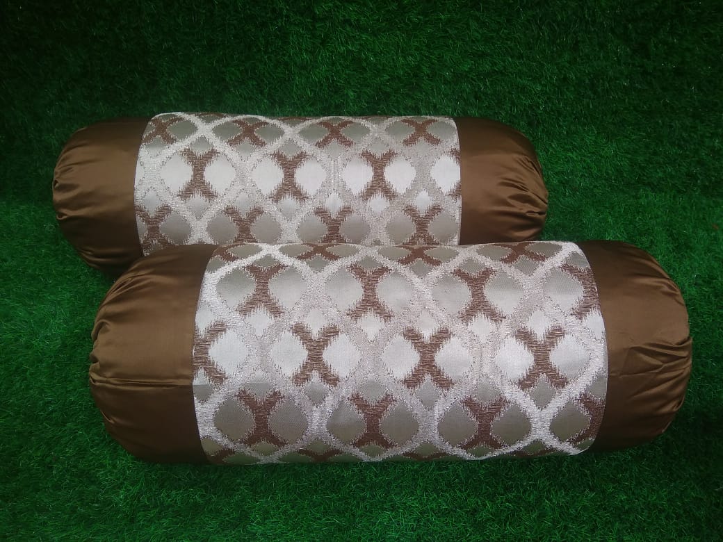 Jacquard Silk Woven Pattern Pair of Bolster Covers by Homiekart