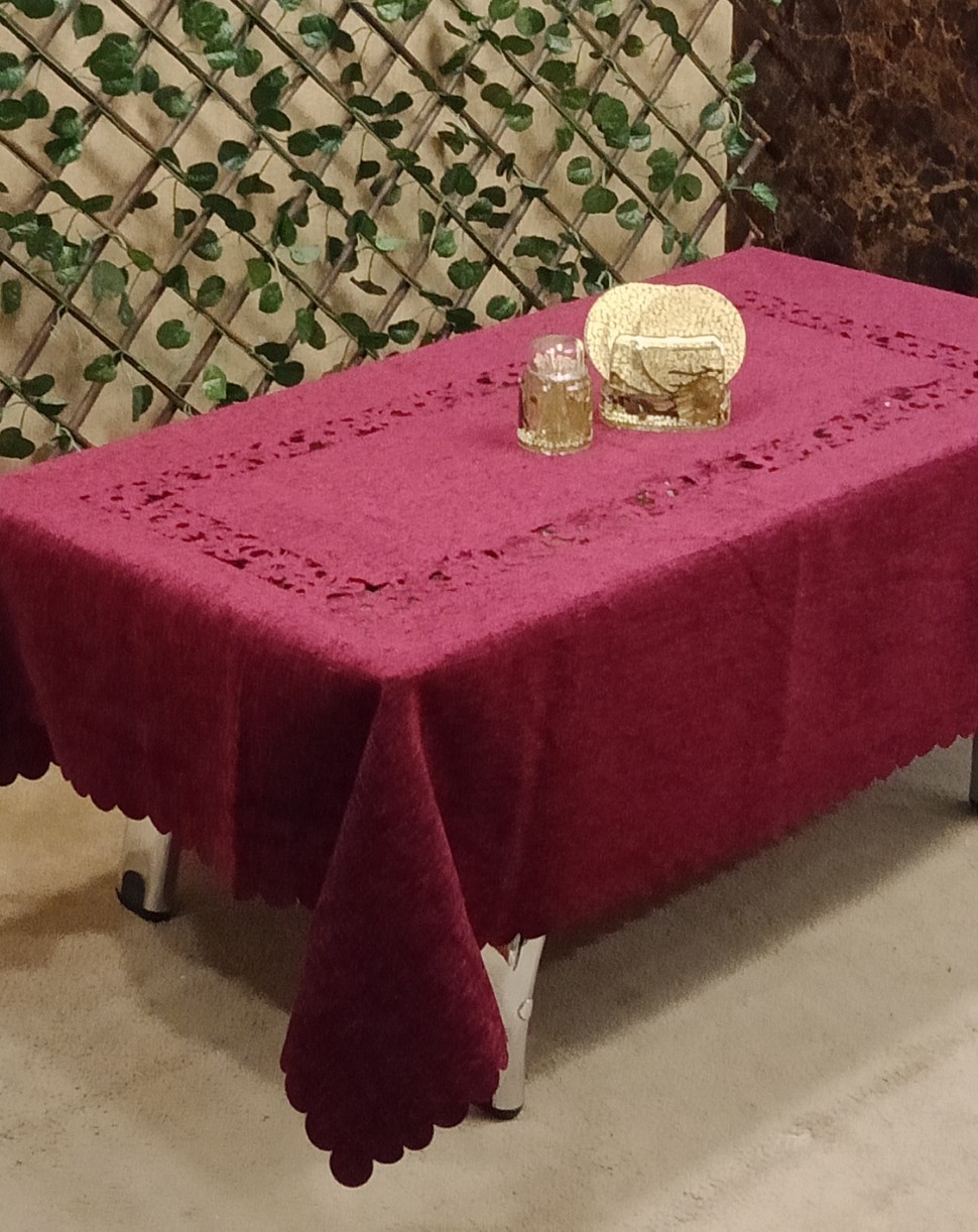 Elegant Velvet Cutwork Table Cover by Homiekart