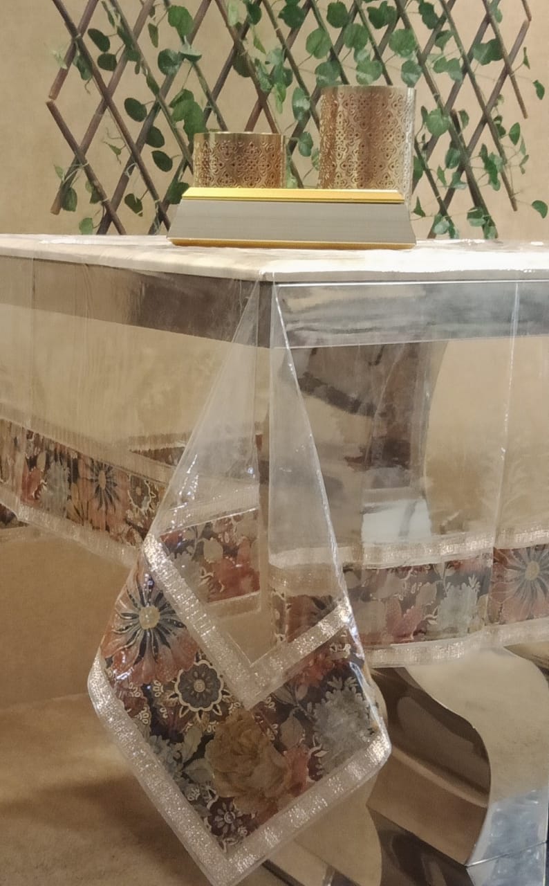 Border Look Transparent Vinyl Table Cover by Homiekart