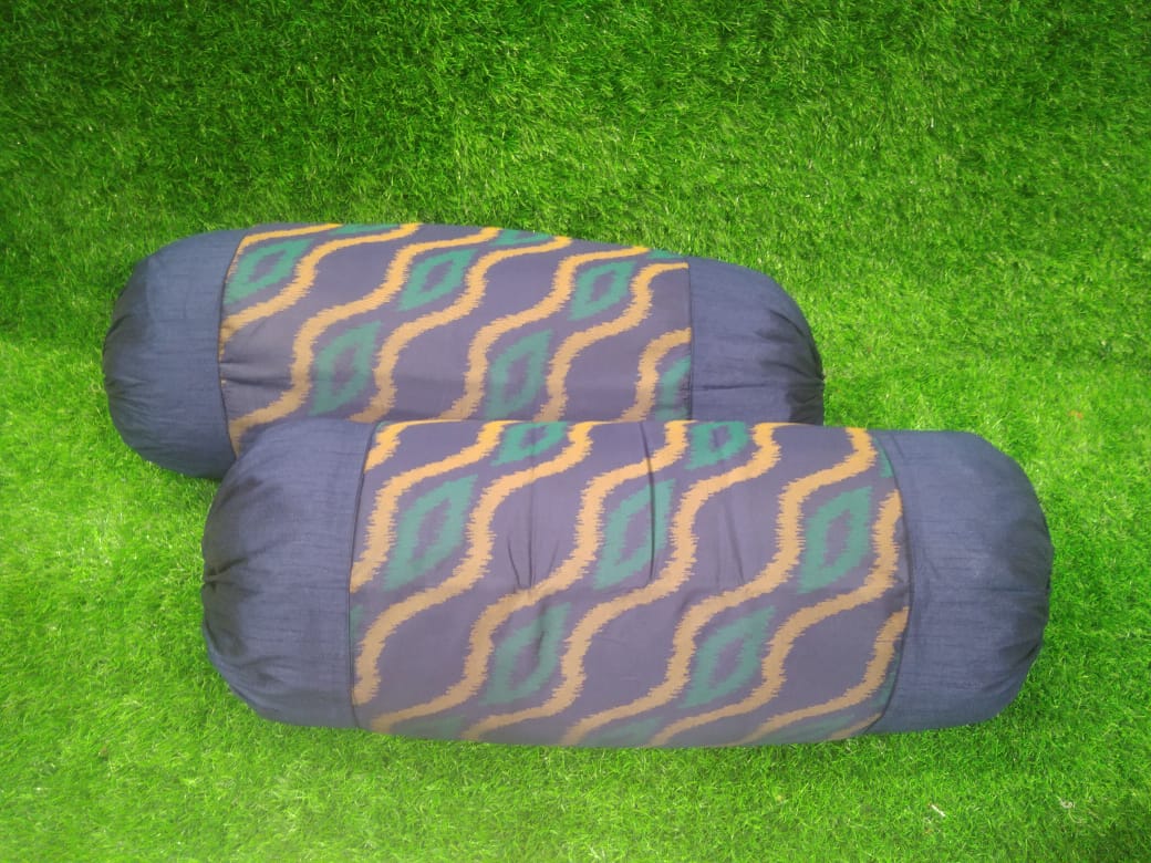 Silk Printed Pair of Bolster Covers by Homiekart