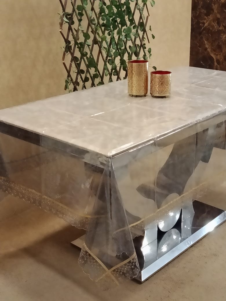 Border Look Transparent Vinyl Table Cover by Homiekart