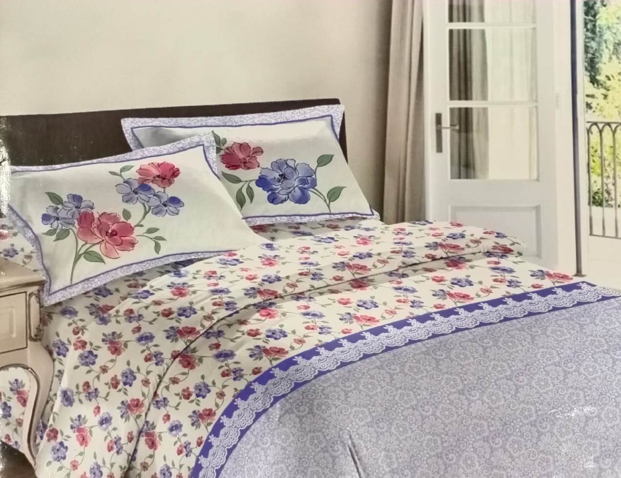 BOMBAY DYEING Country Romance 100% Cotton  Double Bedsheet Set