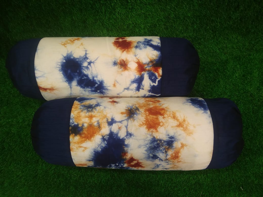 Silk Printed Pair of Bolster Covers by Homiekart