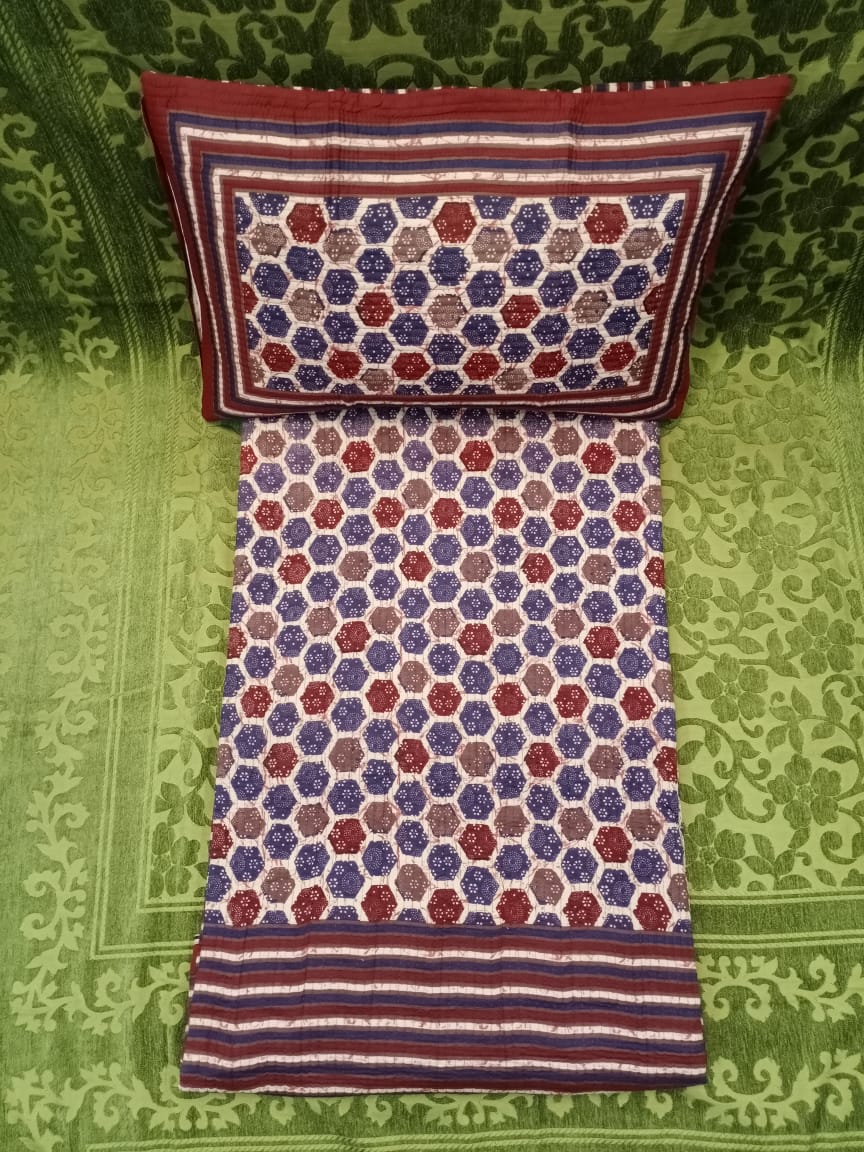 100% Handloom Cotton Quilted Double Bedcover BY HOMIEKART