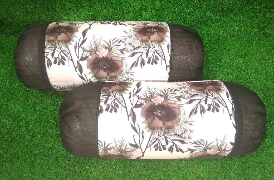 Cotton Floral Printed Pair of Bolster Covers by HOMIEKART
