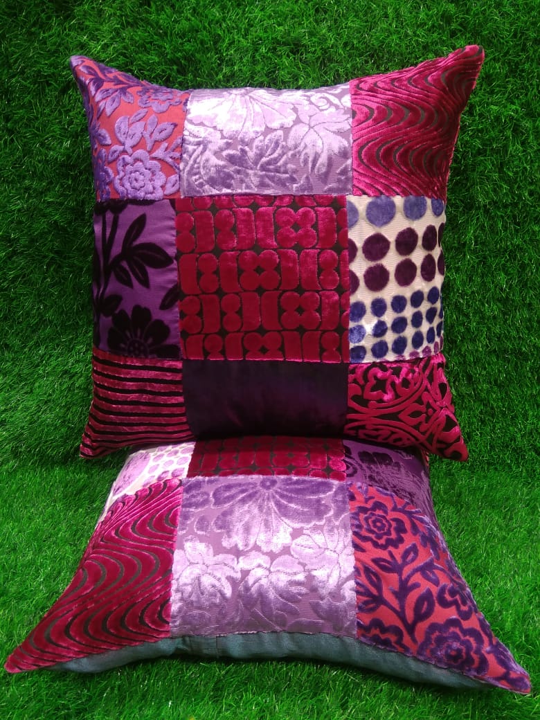 Velvet Patch Work Cushion Covers by HOMIEKART.