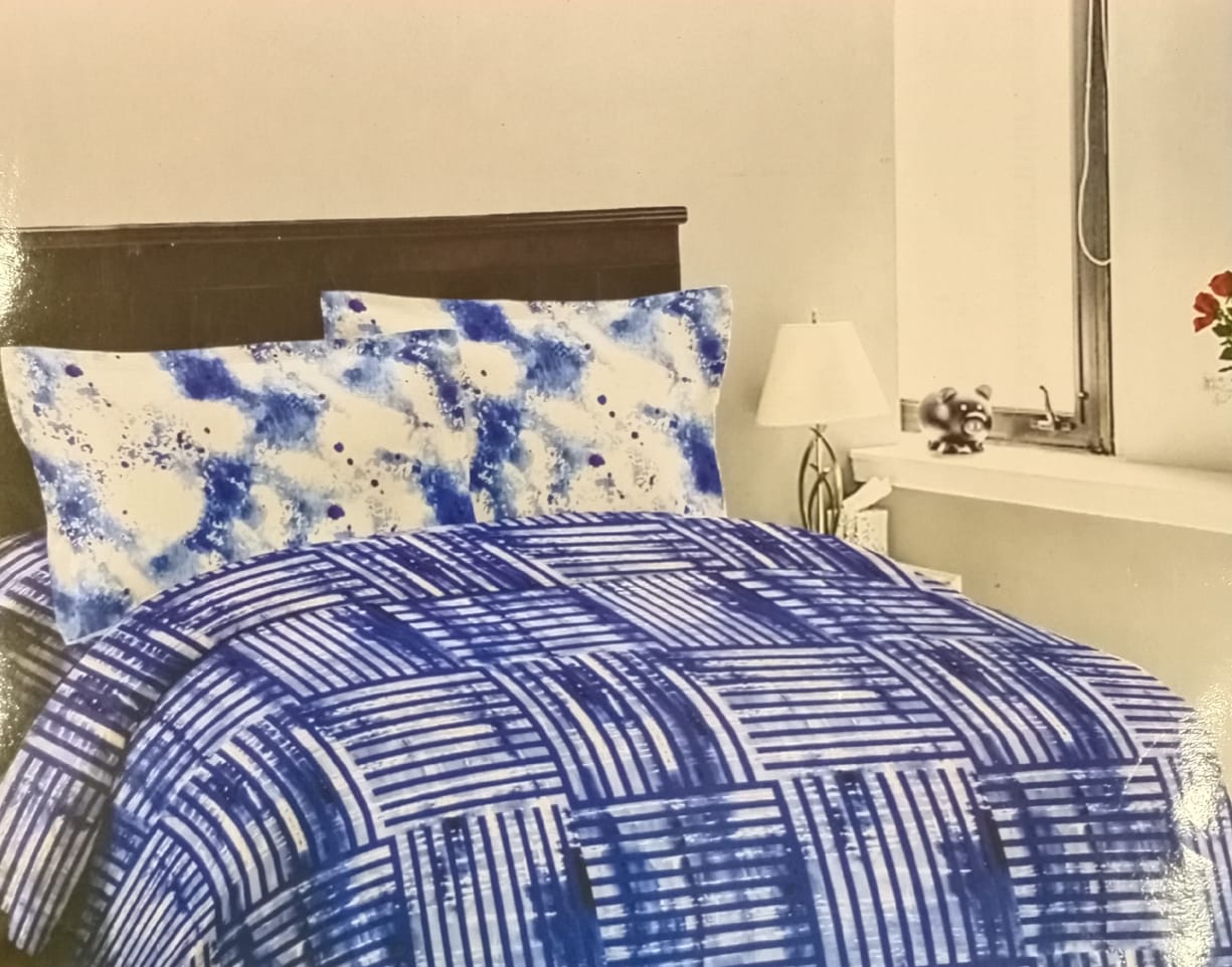 BOMBAY DYEING Indi-go 100% Cotton  Double Bedsheet Set