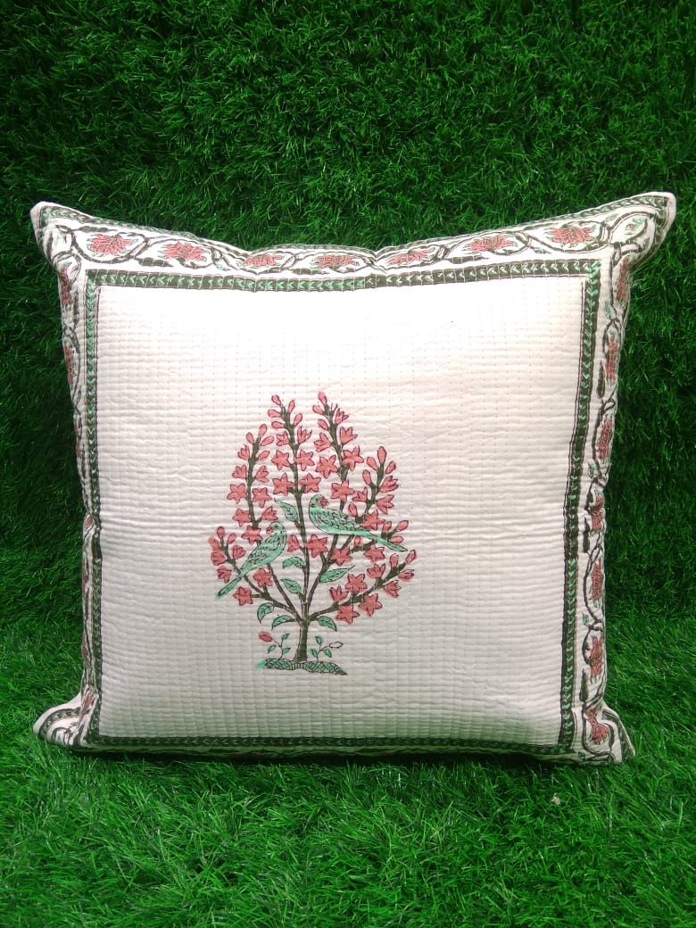 Cotton Printed Quilted Cushion Cover Set by HOMIEKART.