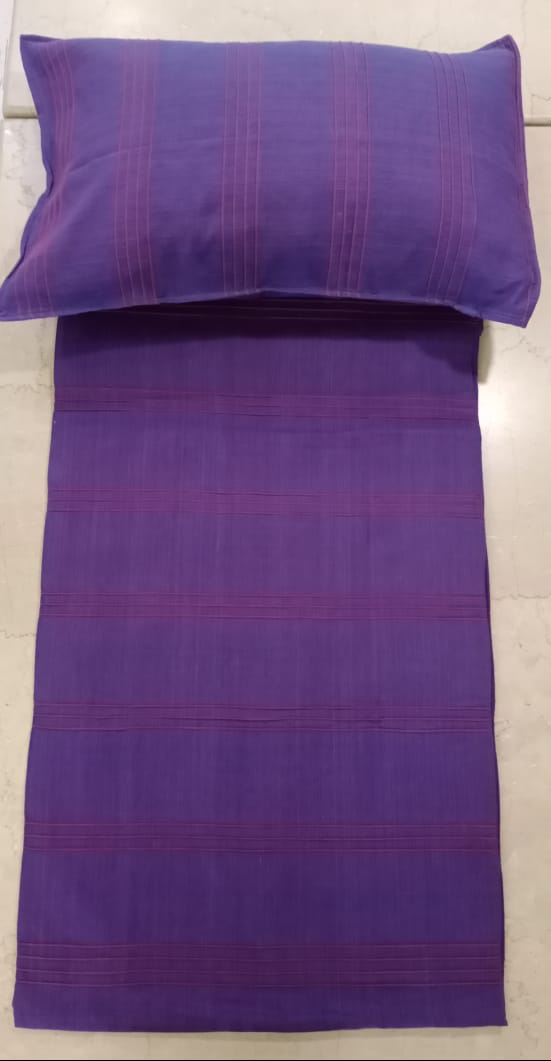 Handloom Cotton Striped Woven Double Bedcover BY HOMIEKART