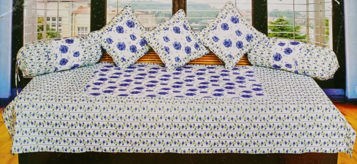 Designer Pure Cotton Printed Diwan Set by HOMIEKART