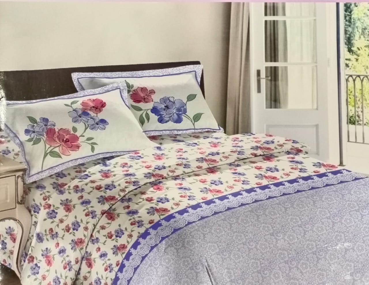 BOMBAY DYEING Country Romance 100% Cotton  Double Bedsheet Set