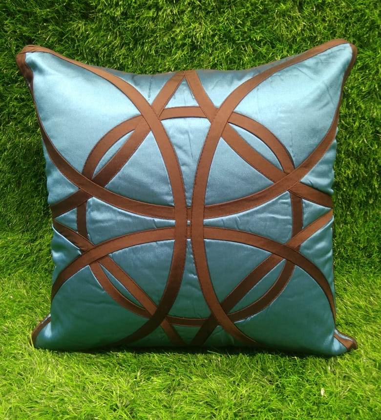 Designer Patch Look Satin Silk Cushion Covers by HOMIEKART.