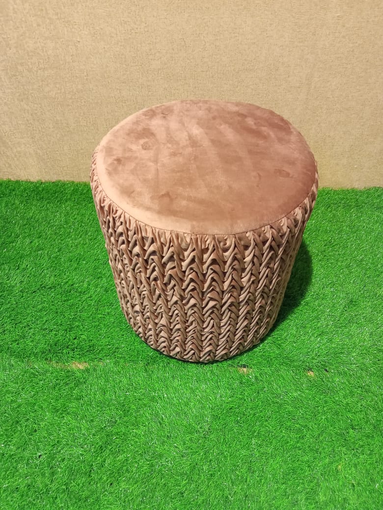 Velvet Allover Frilled Trendy Pouffes by HOMIEKART