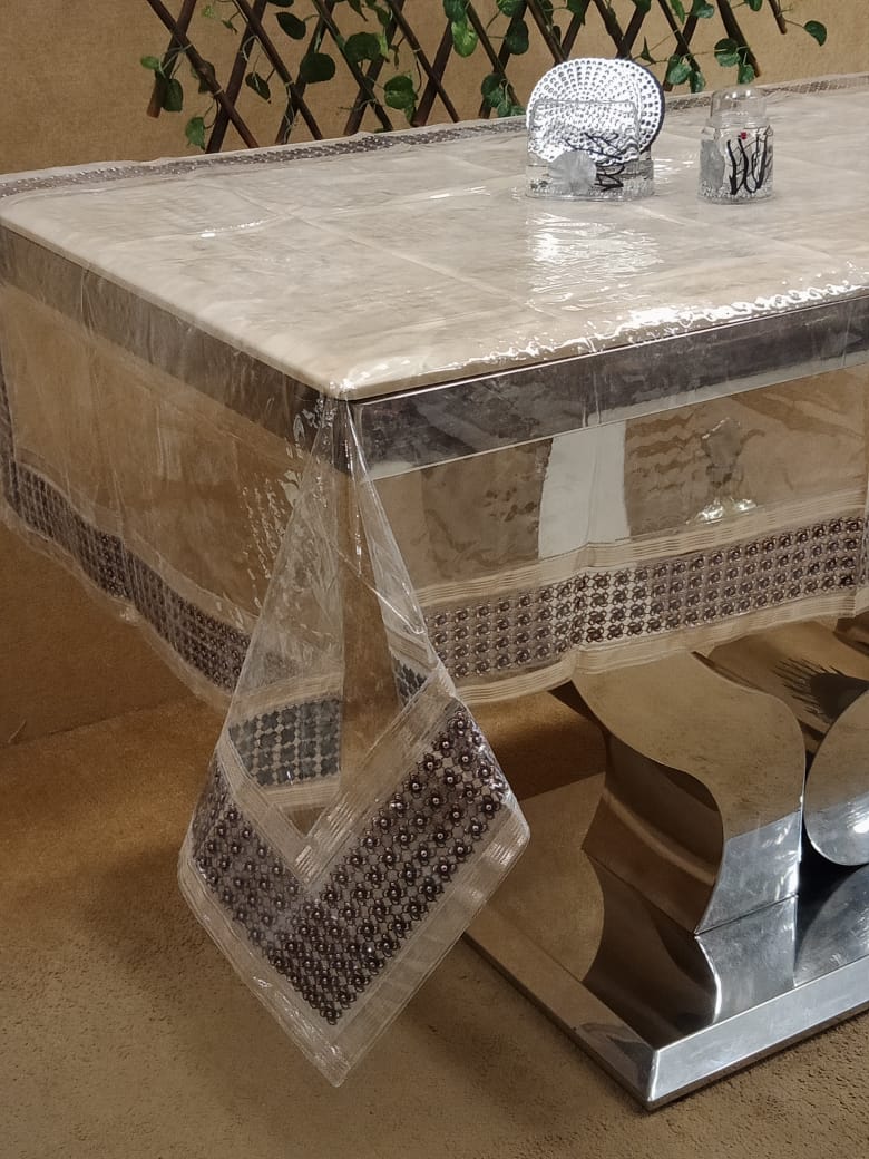 Border Look Transparent Vinyl Table Cover by Homiekart