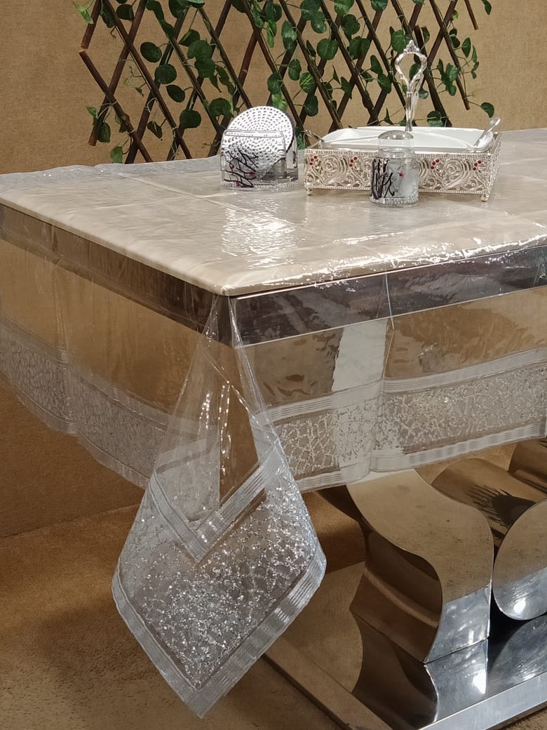 Border Look Transparent Vinyl Table Cover by Homiekart