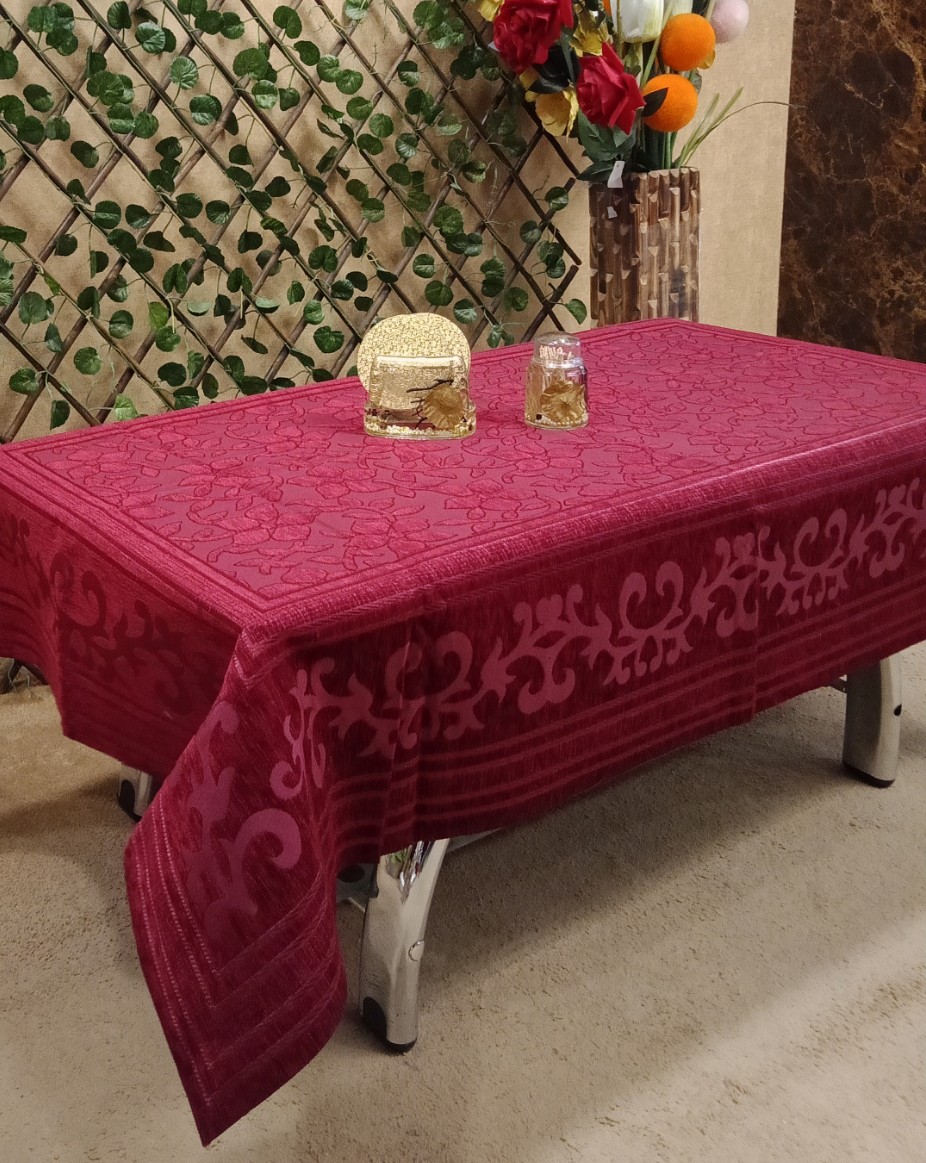 Elegant Velvet Self Work Center Table Cover by Homiekart