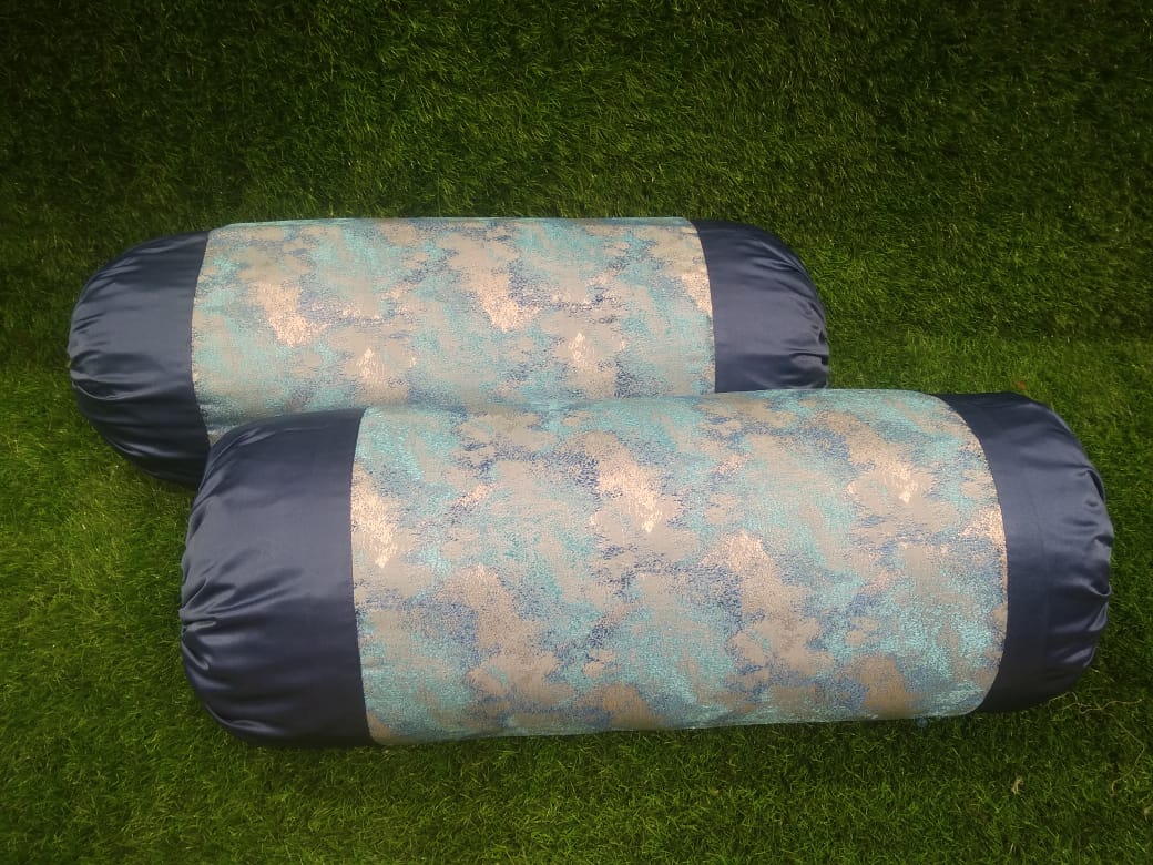 Jacquard Silk Woven Pattern Pair of Bolster Covers by Homiekart