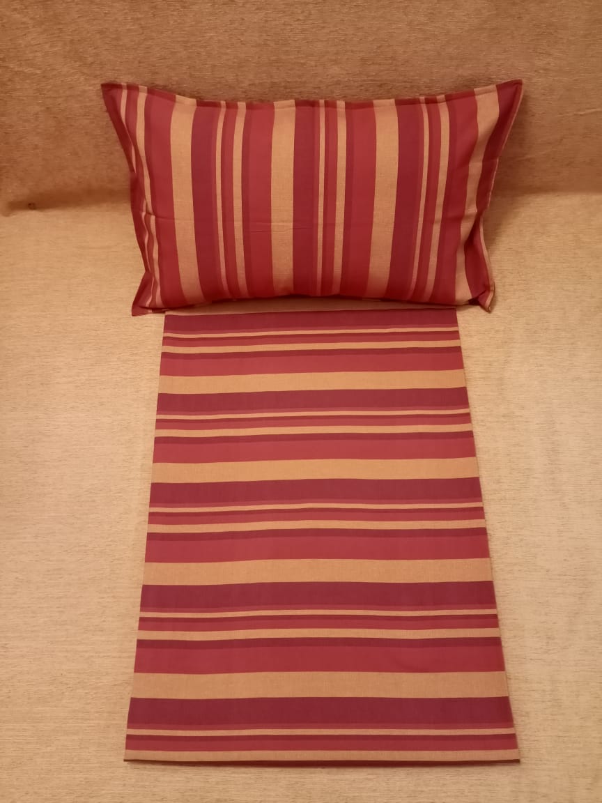Handloom Cotton Multi Striped Woven Double Bedcover BY HOMIEKART