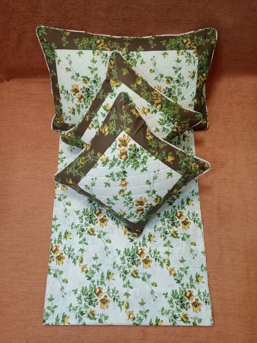 Floral Print Quilted Bedcover Set by Homiekart