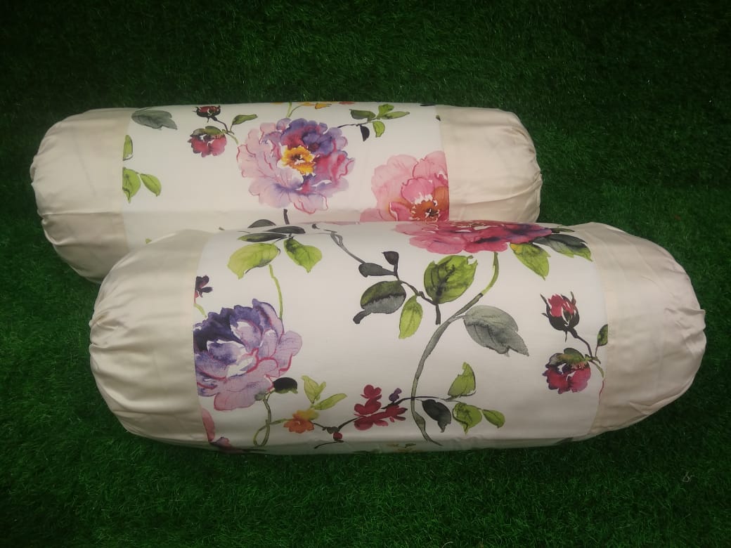 Cotton Printed Pair of Bolster Covers by HOMIEKART