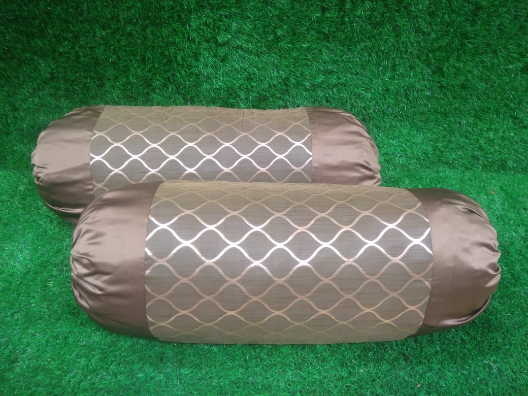 Silk Woven Pair of Bolster Covers by Homiekart