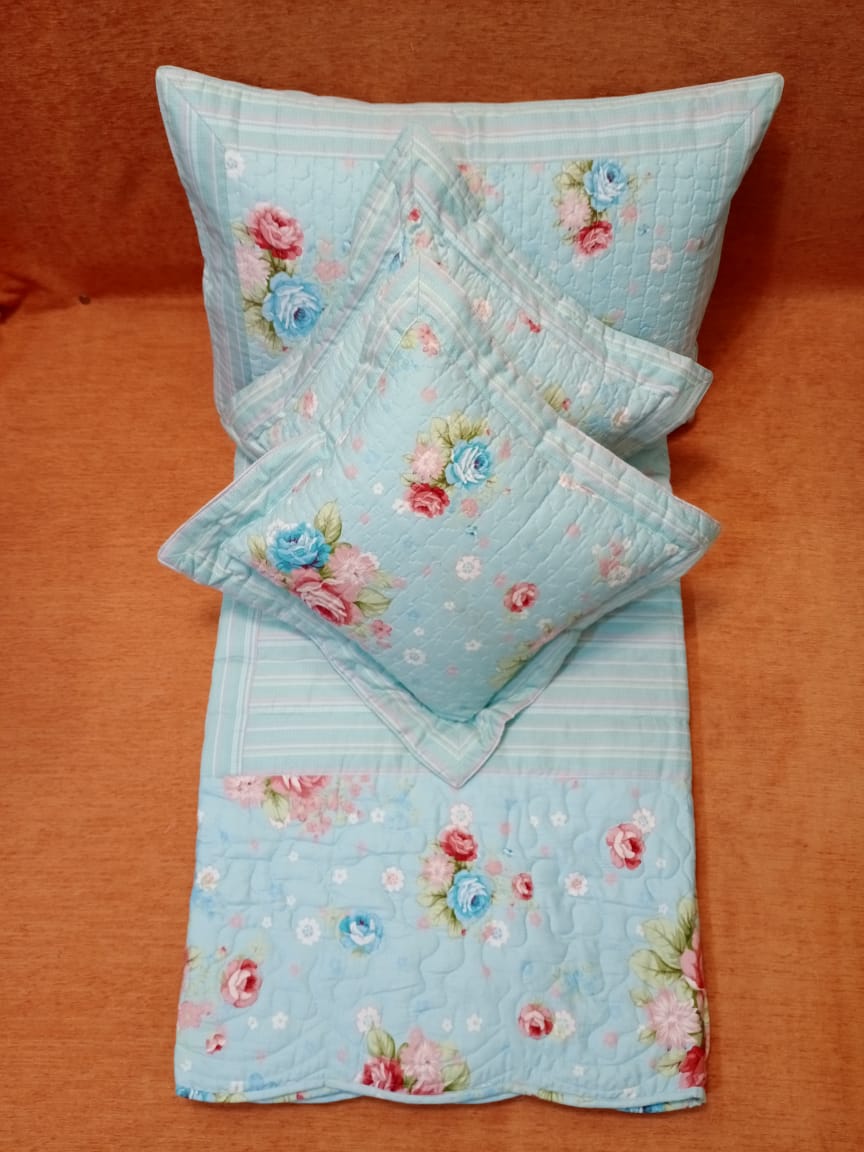Floral Print Quilted Bedcover Set by Homiekart