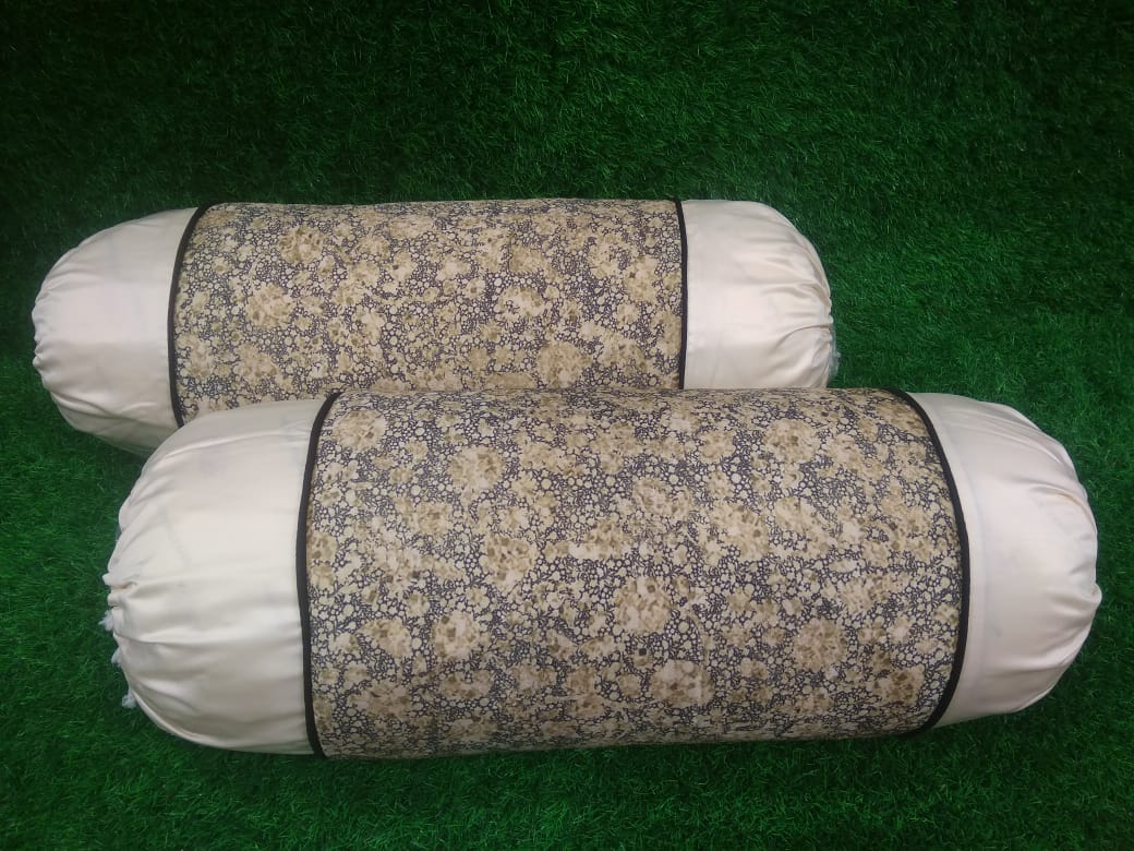 Silk Printed Pair of Bolster Covers by Homiekart